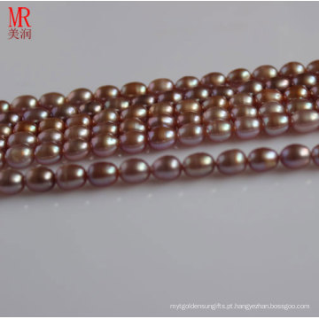 7-8mm Lavanda Rice Shape Pearl String Strand